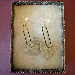 Gold and Champagne Heart Drop Earrings by Nickel & Suede